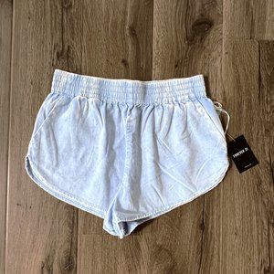Forever 21 Acid Wash Dolphin Short In Baby Corduroy